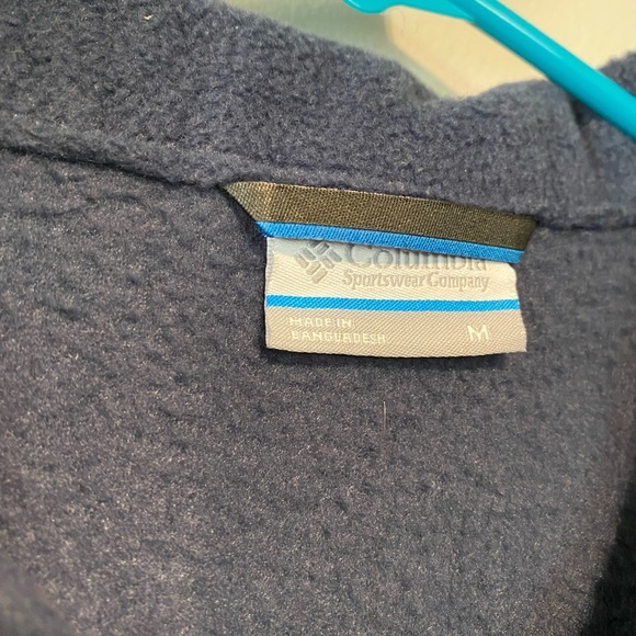 Columbia Mens Full Zip Vest MediumBlue Fleece Steens Mountain Jacket Zip Pockets - Picture 4 of 7